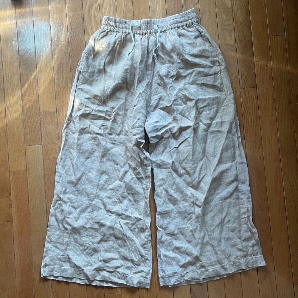 Two Dawson High Waist Crop Wide Leg Linen Pants Small- Blush Oeko Tex Organic